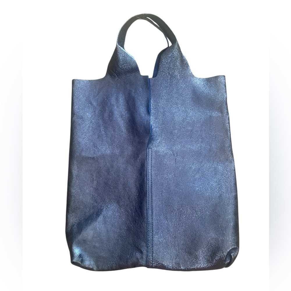 Marlon Shimmering Blue Tote and Pouch Set